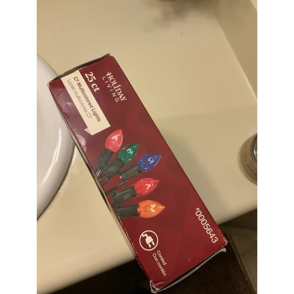 Holiday Living 25ct Ceramic C9 Multicolored Christmas Party String Lights 99505